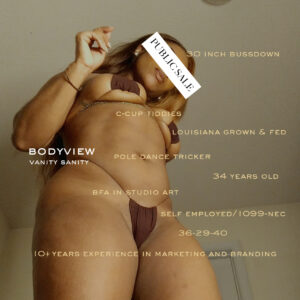 "BodyView" Vanity Sanity Workshop (Erotics Marketing & Economics)